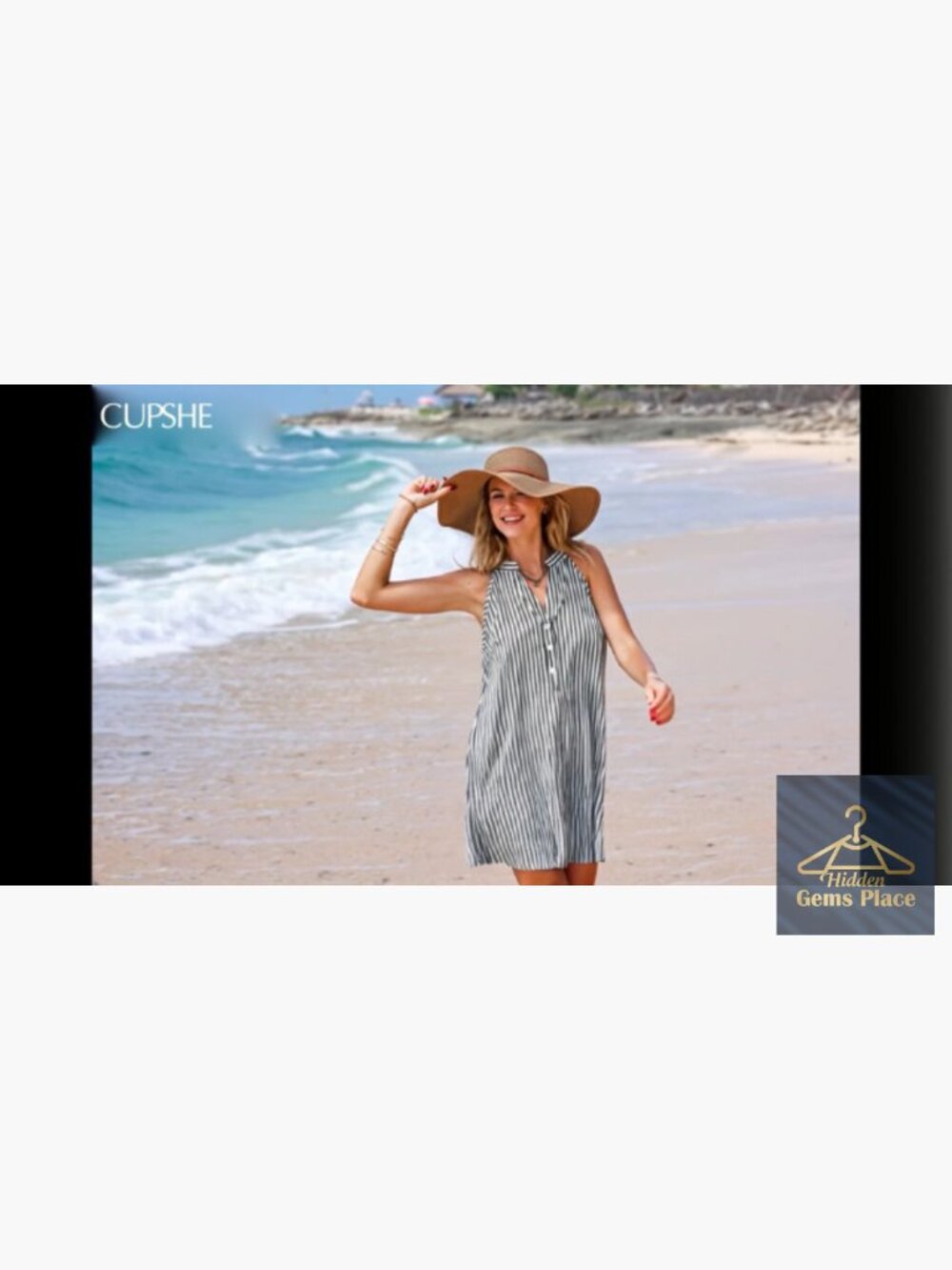 Sleeveless V-Neck Striped Mini Dress, Casual Summer Coverup, Relaxed Fit - Picture 7 of 7